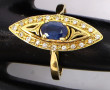 Bague marquise en or jaune, poinçon tête