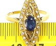 Bague marquise en or jaune, poinçon tête
