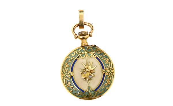 Montre de col en or jaune 18 carats, poi