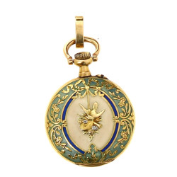 Montre de col en or jaune 18 carats, poi