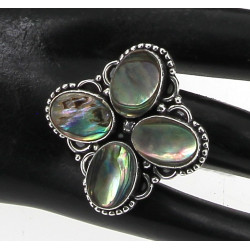 Bague en argent 925ème et nacre d'ormeau