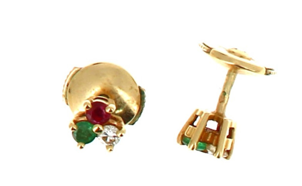 Paire de puces d'oreilles en or jaune 18