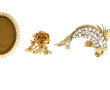 Lot de 4 broches fantaisie (métal doré, 