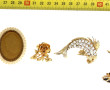 Lot de 4 broches fantaisie (métal doré, 