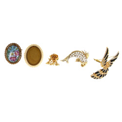 Lot de 4 broches fantaisie (métal doré, 
