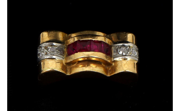 Bague Tank en or jaune, poinçon tête d'a
