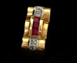 Bague Tank en or jaune, poinçon tête d'a