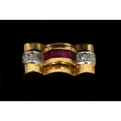 Bague Tank en or jaune, poinçon tête d'a