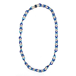 Sautoir vintage en verre bleu de 2 tons,
