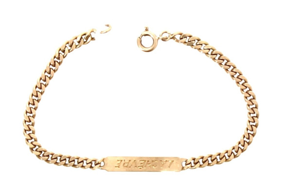 Gourmette enfant en or jaune 18 cts, poi