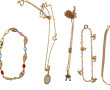 Lot de 7 bijoux en métal doré (pendentif