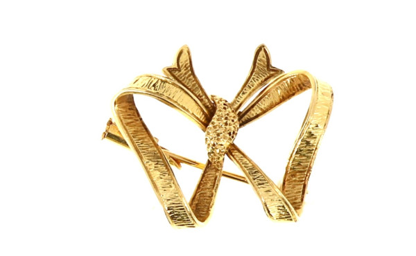 Petite broche nœud en or jaune, poinçon 