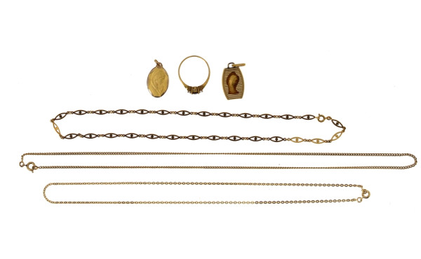Lot de bijoux en plaqué or et fix : 2 ch