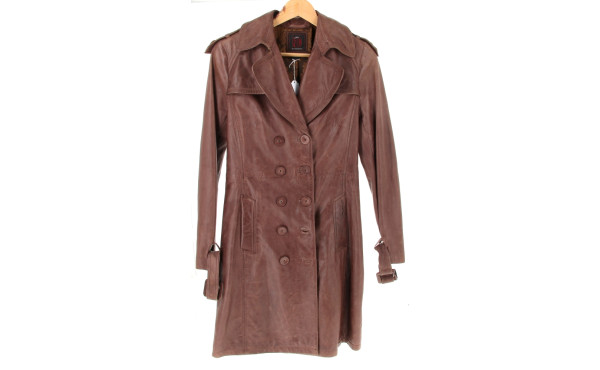 REDSKINS - Manteau de dame en cuir brun,