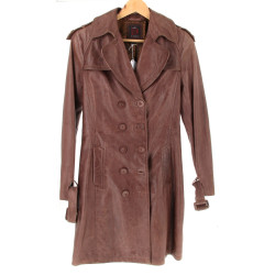 REDSKINS - Manteau de dame en cuir brun,