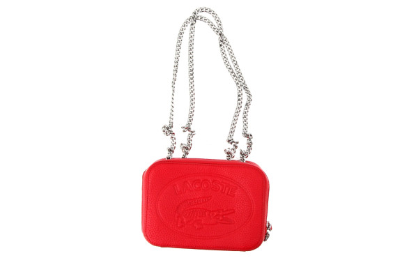 LACOSTE - Petit sac à main en cuir rouge