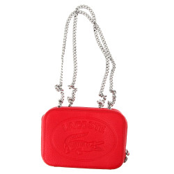 LACOSTE - Petit sac à main en cuir rouge