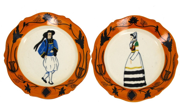 HENRIOT Quimper - Paire d'assiettes en f