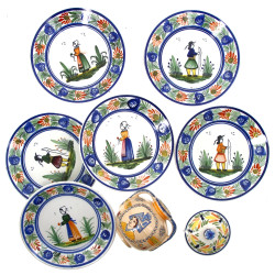 QUIMPER - Lot comprenant 6 assiettes à d