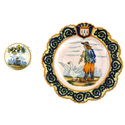 HENRIOT Quimper - Coffret rond à décor d