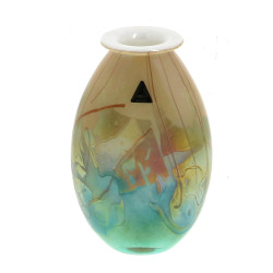 Vase en verre de couleurs, Malte, H 19,5