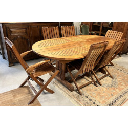 Belle table de terrasse en teck (H 74 x 