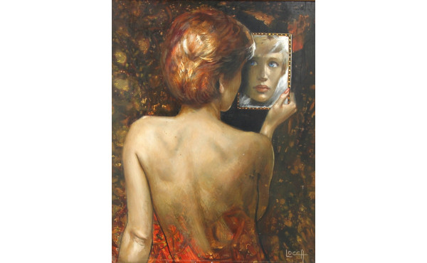 LOCCA (Xxème) "Femme au miroir", huile s
