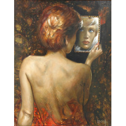 LOCCA (Xxème) "Femme au miroir", huile s