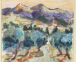 Lot de 2 aquarelles encadrées "Paysage d