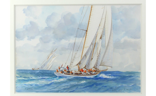 Guy LHOSTIS (1945) "Scène de régate" aq