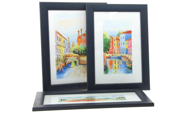Ecole Xxè-XXIè - Lot de 3 aquarelles enc