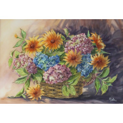 MISSLEN (Xxème) "Panier d'hortensias et 