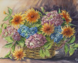 MISSLEN (Xxème) "Panier d'hortensias et 