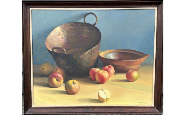 I.EMETERIO (Xxème) "Nature morte aux pom