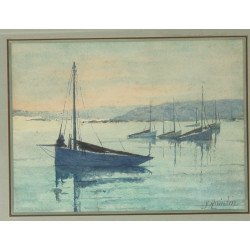 Y. QUINTIN (Xxème) "Marine au couchant",