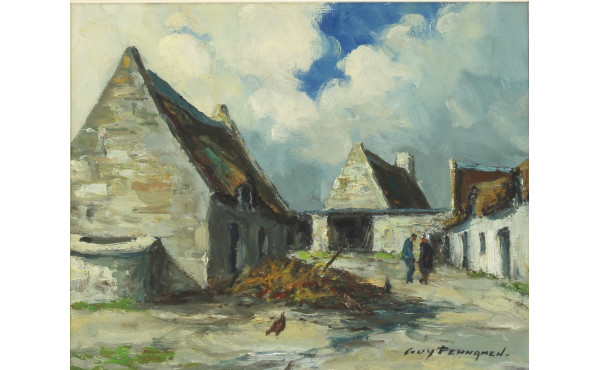 Guy PENNAMEN (1932-2022) "Cour de ferme"