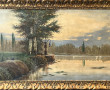 Ecole Xxème "Paysage lacustre aux cygnes