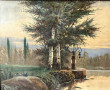 Ecole Xxème "Paysage lacustre aux cygnes