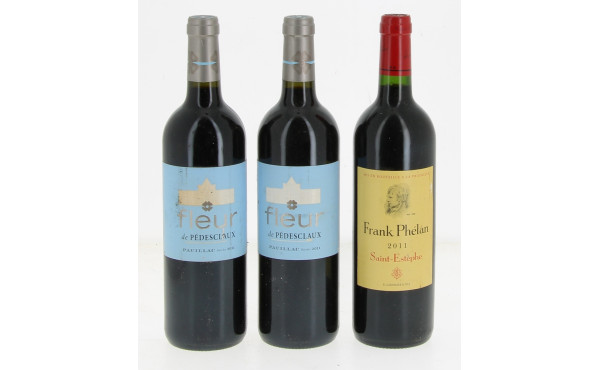 Lot de 3 bouteilles: - 2 B PAUILLAC Fle