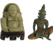 Bouddha assis en pierre verte et pierre 