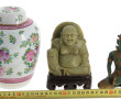 Bouddha assis en pierre verte et pierre 