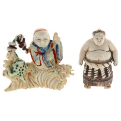 Netsuké et petite statuette polychromes