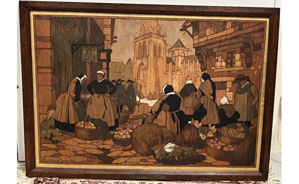 VAN DER HAEGEN (Xxème) "Scène de marché 