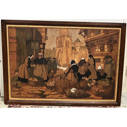 VAN DER HAEGEN (Xxème) "Scène de marché 