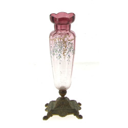 Vase soliflore en verre violine émaillé 