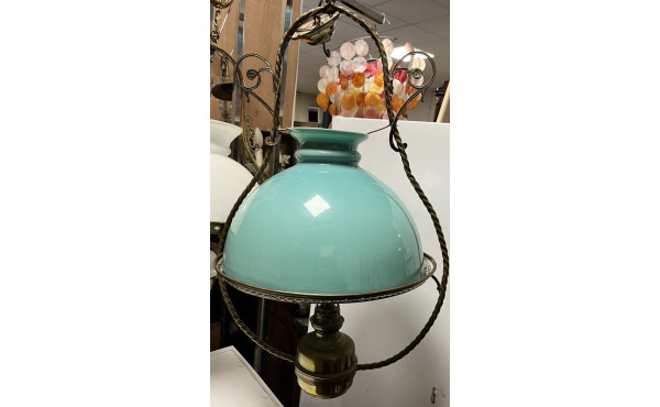 Suspension ancienne en laiton, opaline v