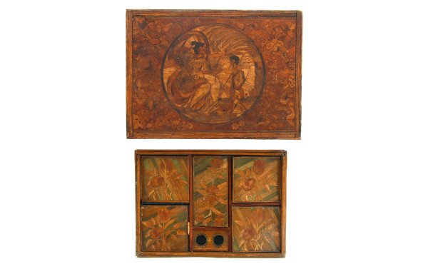 Marqueterie de paille - Lot comprenant u