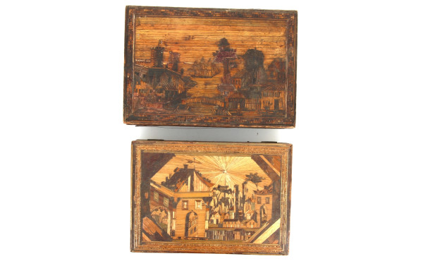 Marqueterie de paille - Lot de 2 coffret