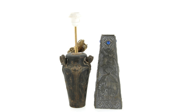 Vase en régule décor floral Art Nouveau,