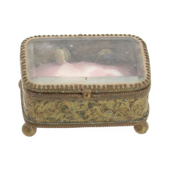 Petit coffret à bijoux ancien en laiton,